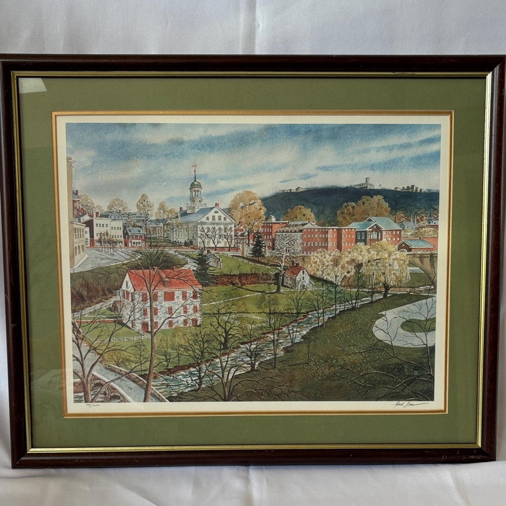 Fred Bees "Moravian College campus and historic Bethlehem" Limited Edition Print